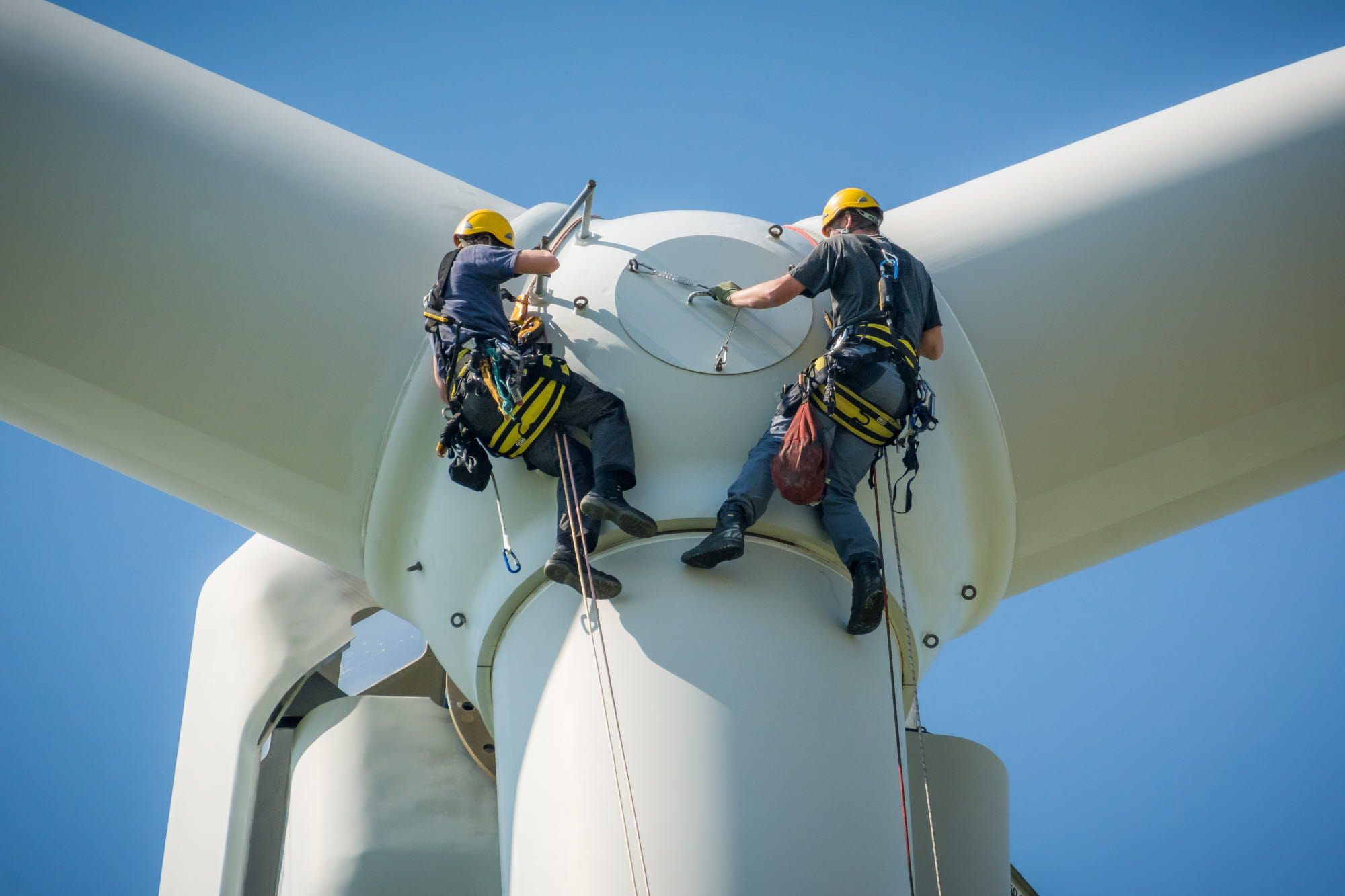 Men working on wind blade maintenance