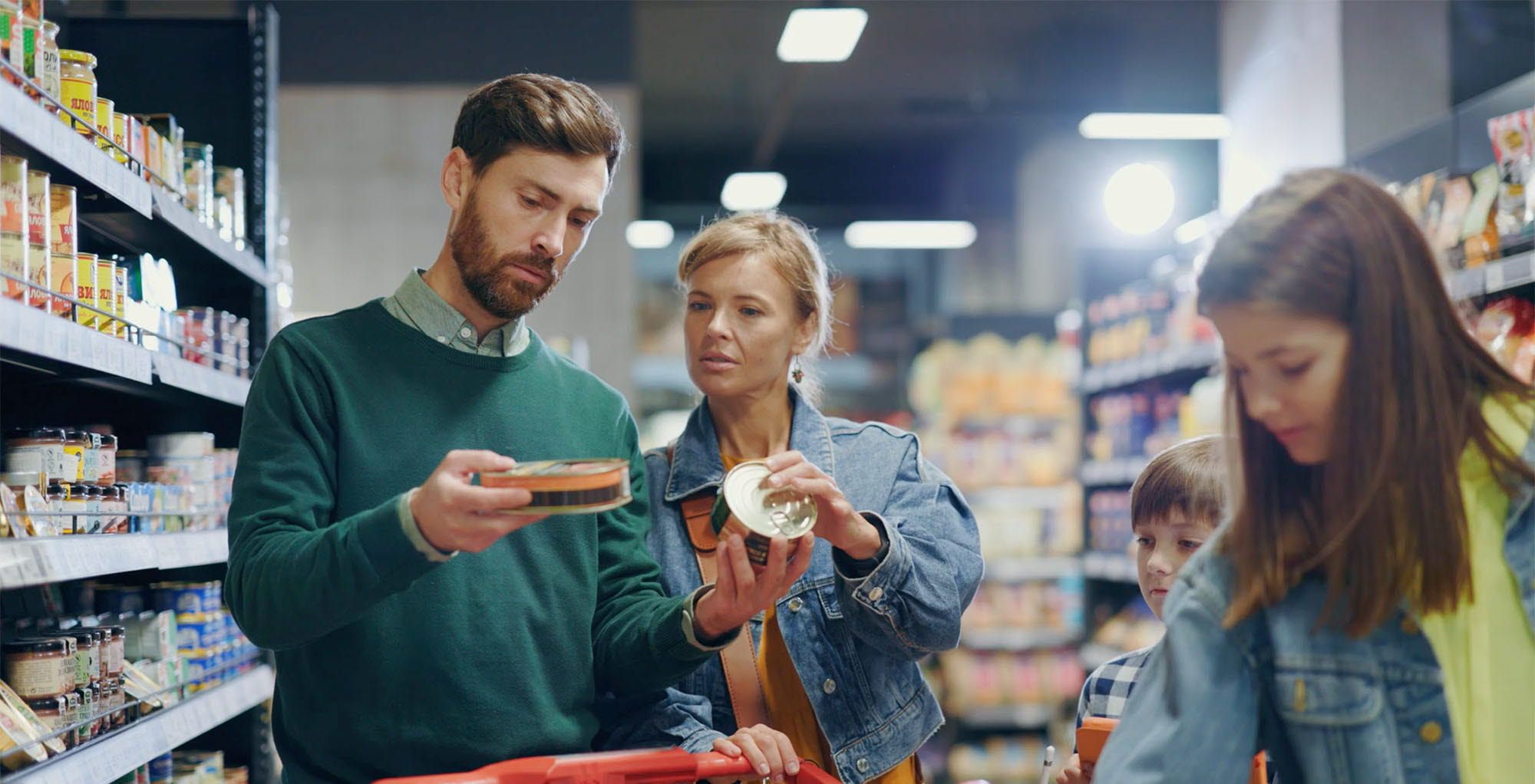 Family grocery shopping