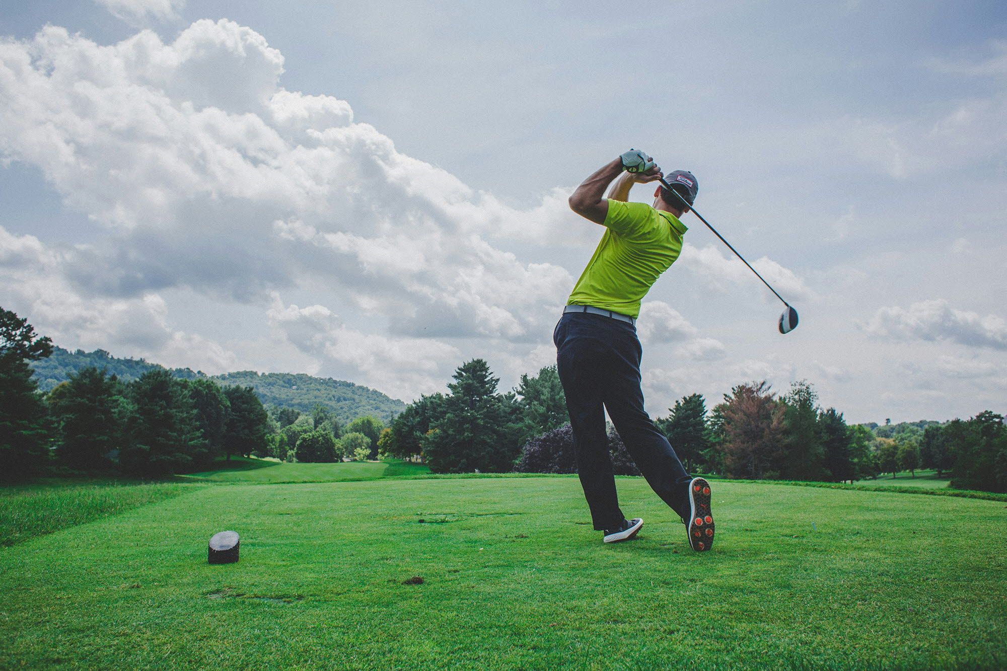 A person playing golf