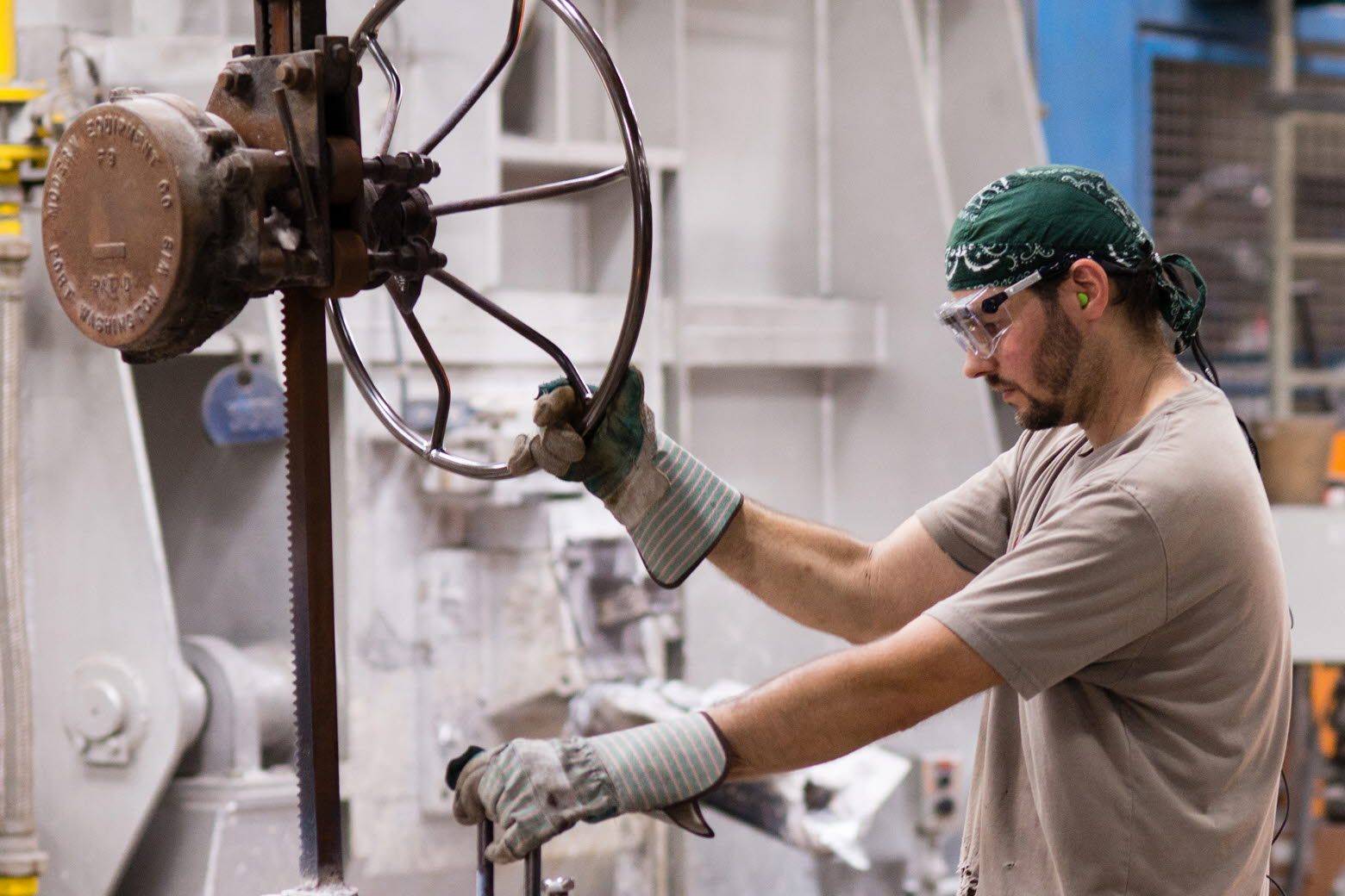 H&H Castings worker using eye tracking glasses