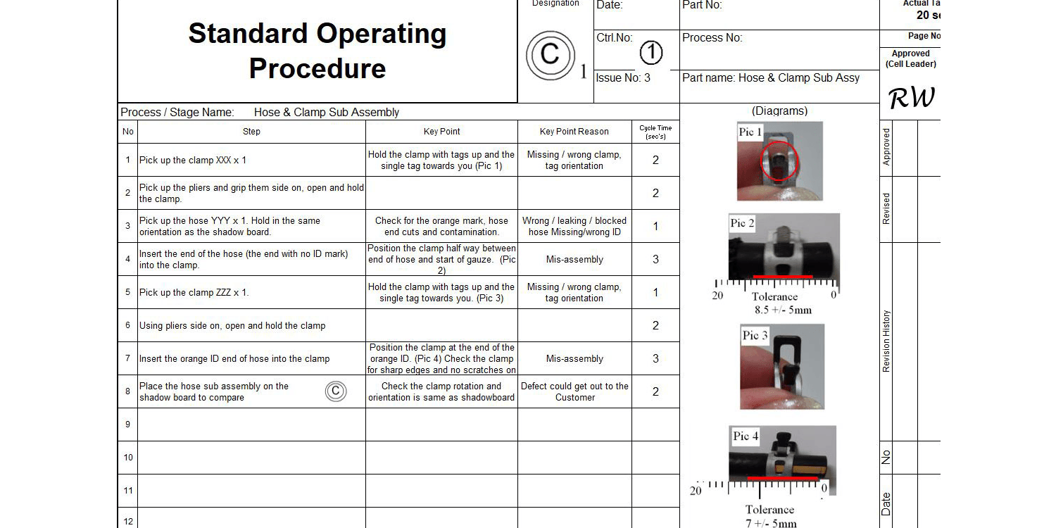 SOP excel sheet - case study