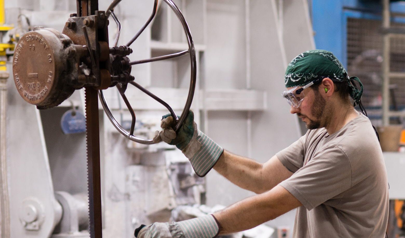 H&H Castings worker using eye tracking glasses