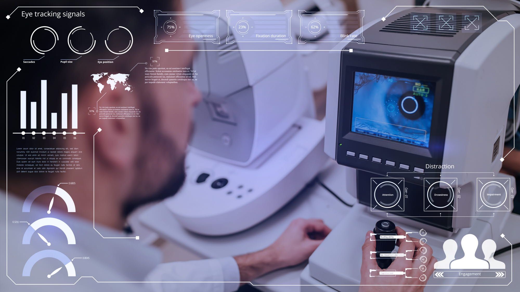 Man taking an eye exam with eye tracking