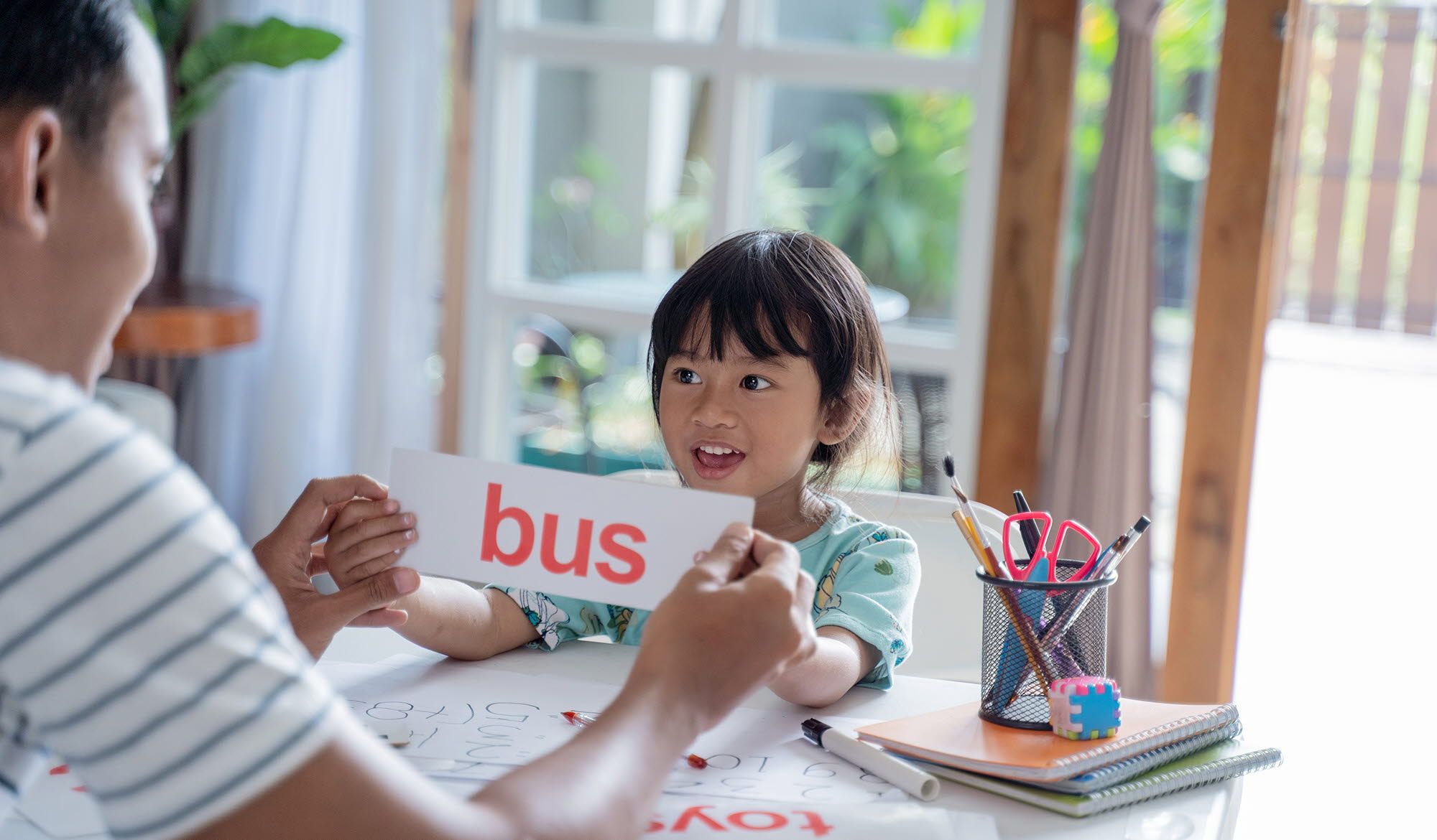 Child learning to read