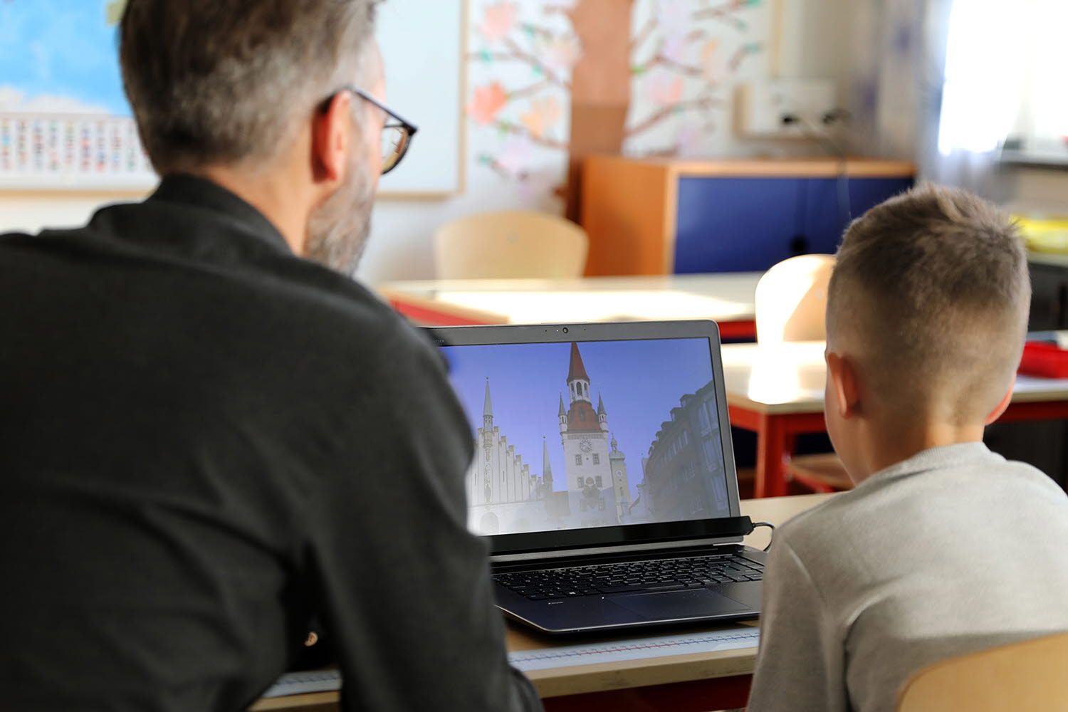 testing child in school with eye tracker