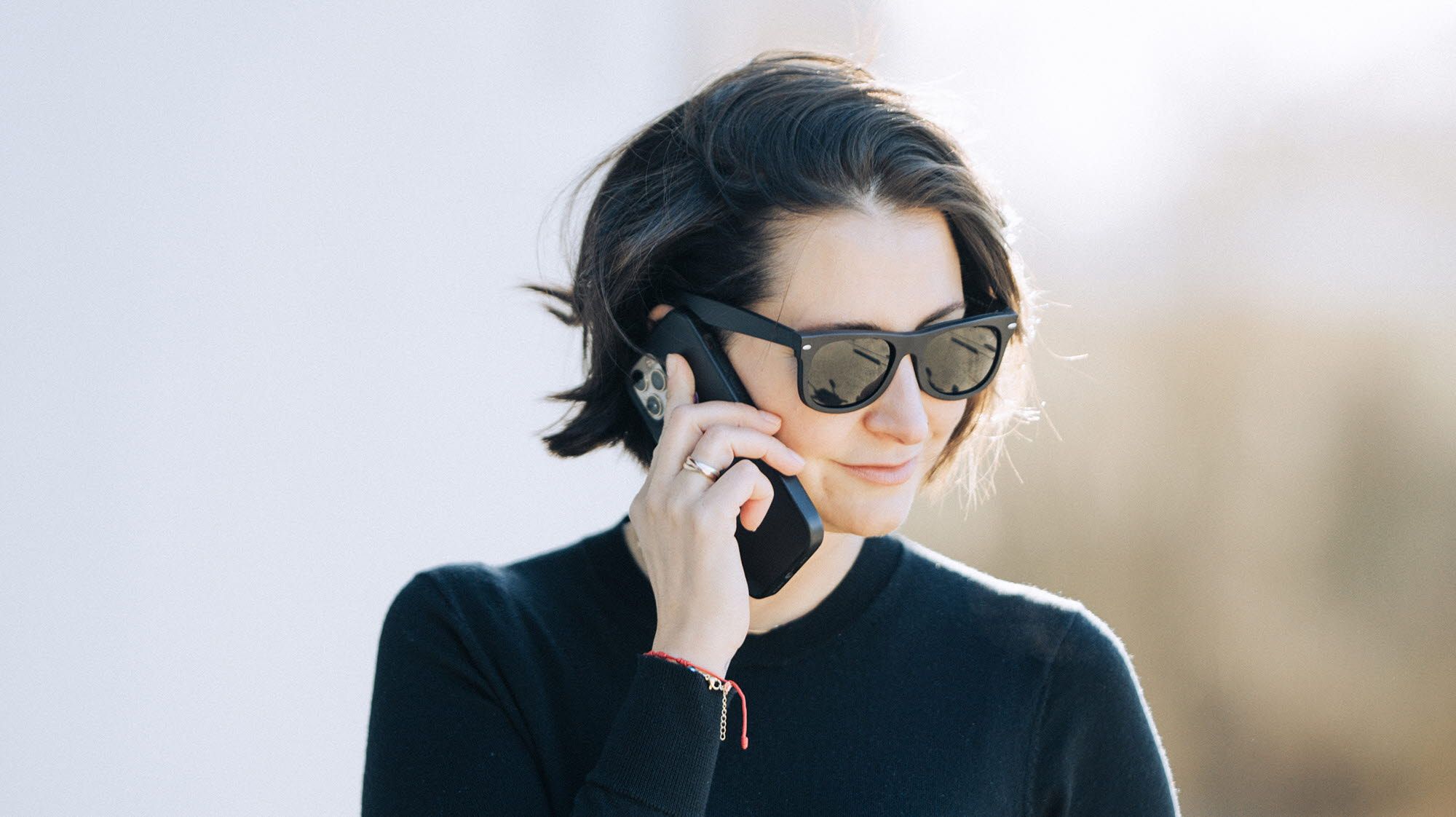 Woman wearing smart glasses