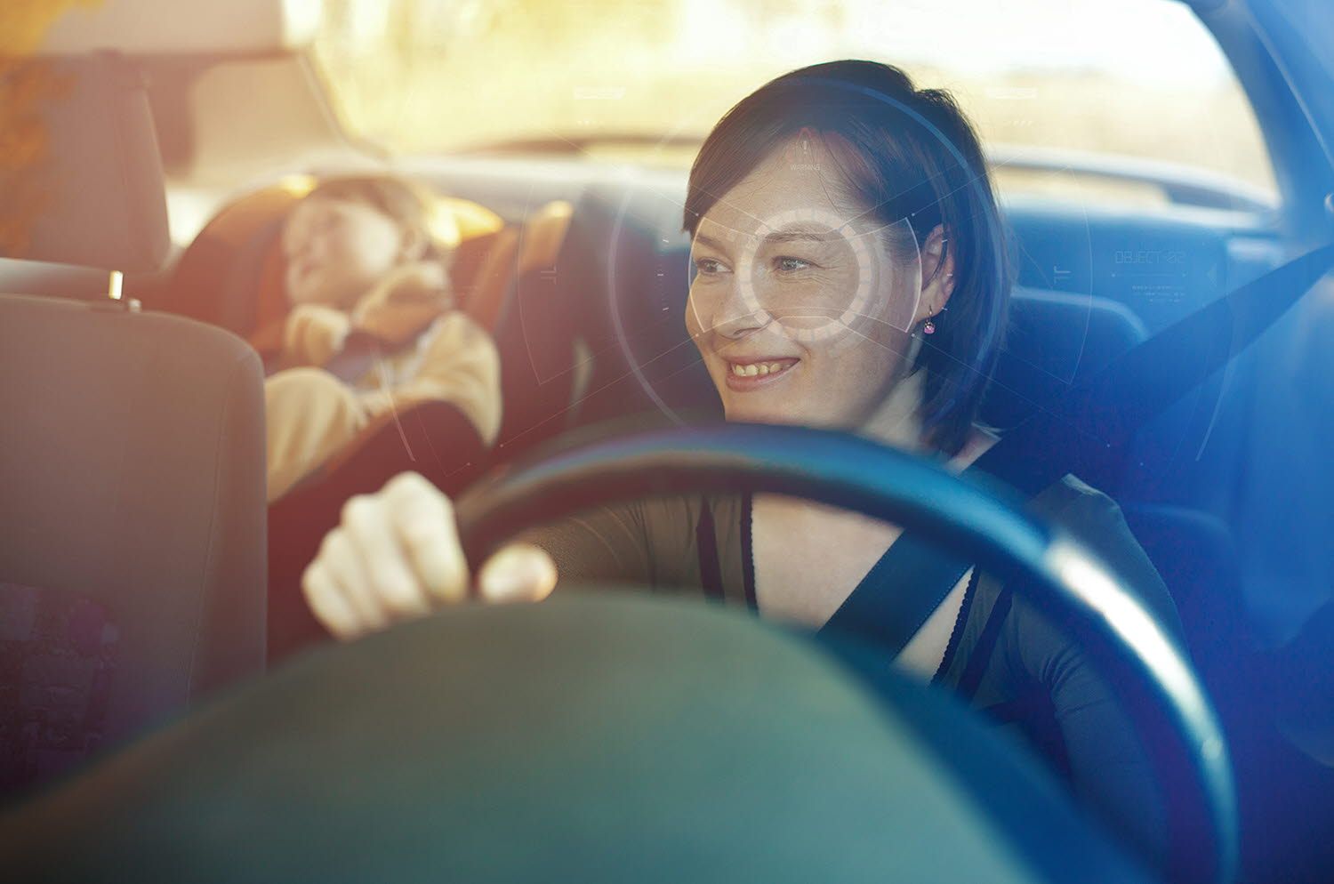 Woman driving a car