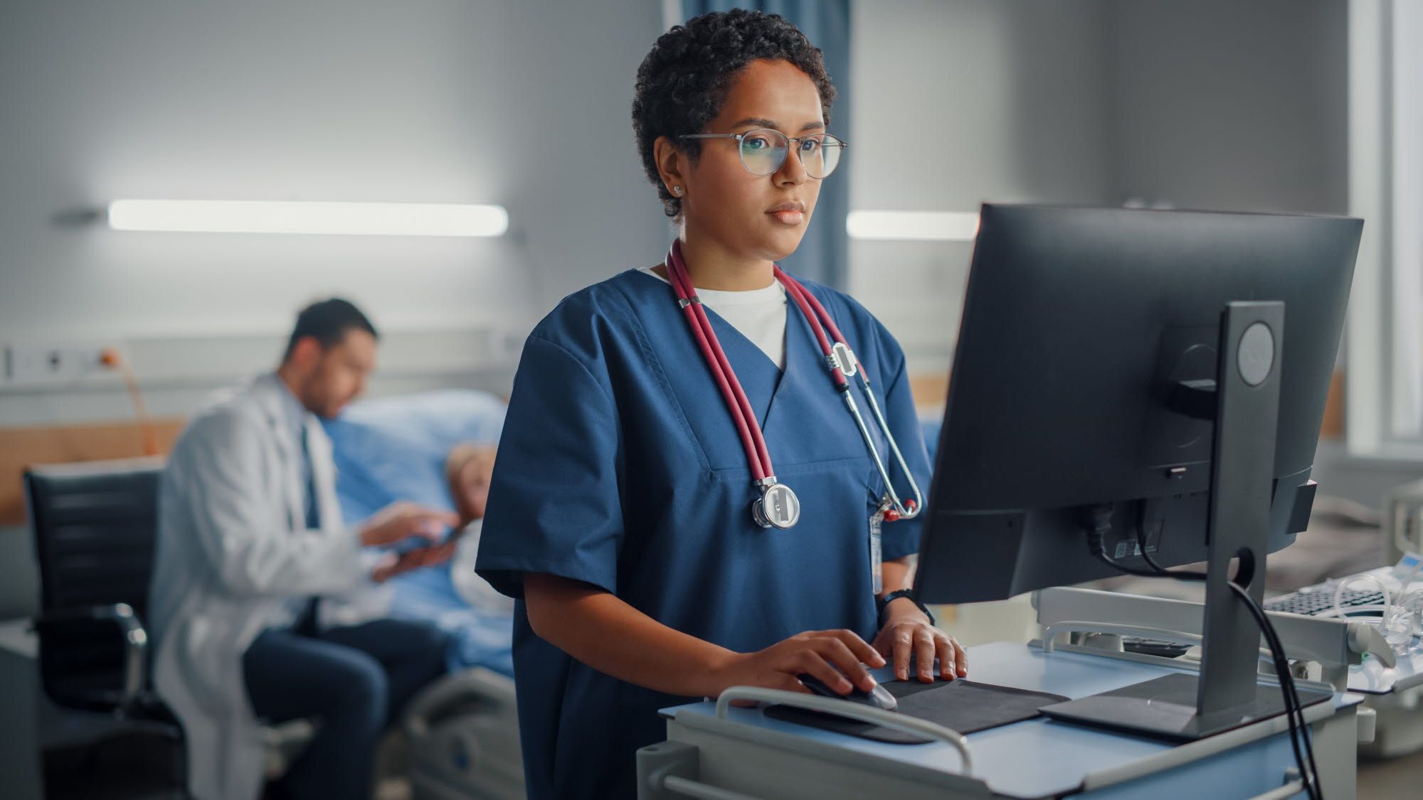 Woman working in a hospital