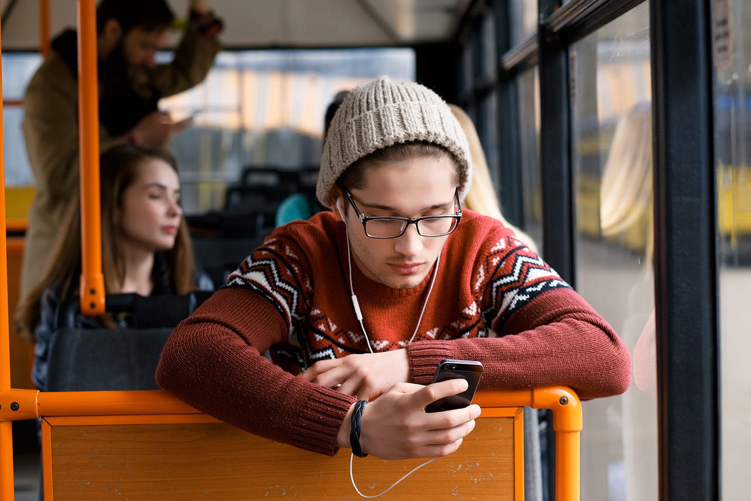 Man looking at a mobile phone