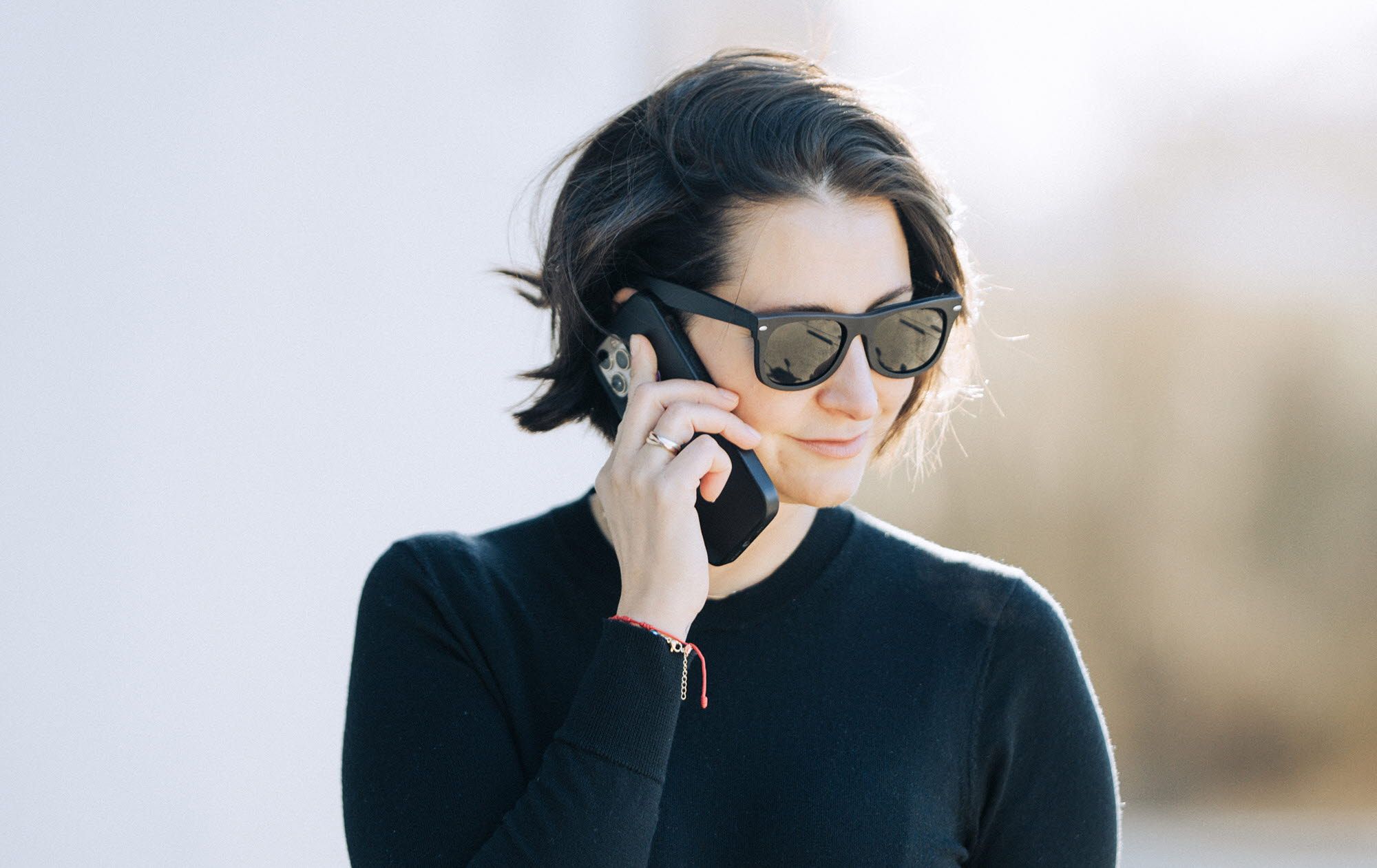 Woman wearing smart glasses