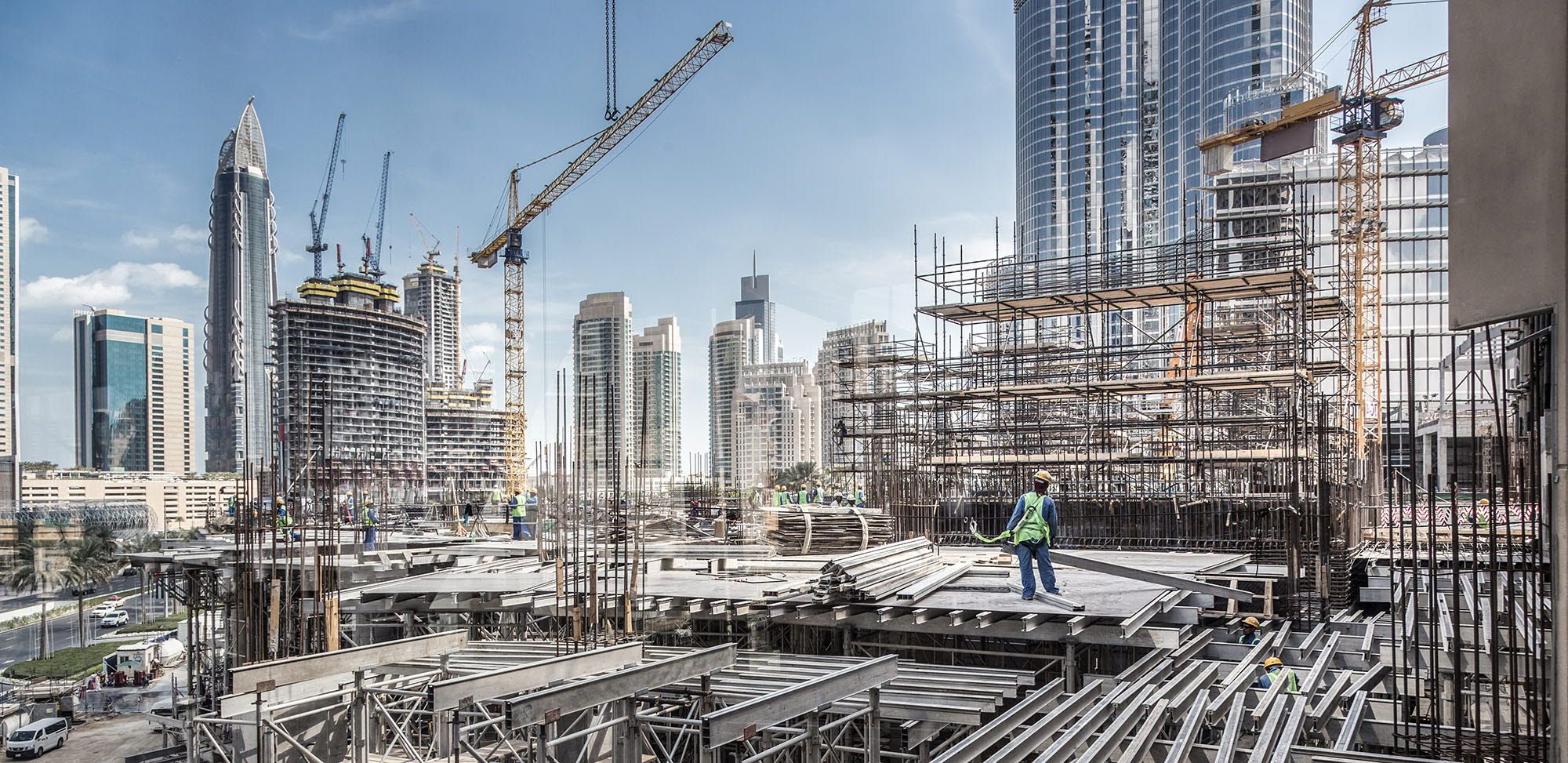 Construction site in a large city