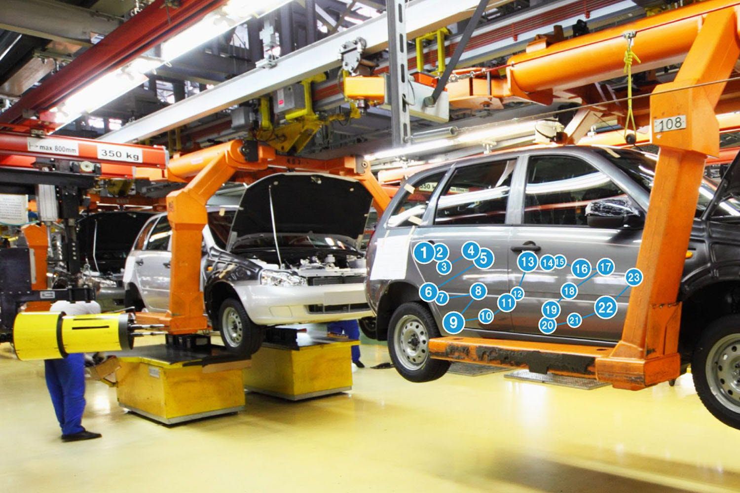 automotive production line using eye tracking for training