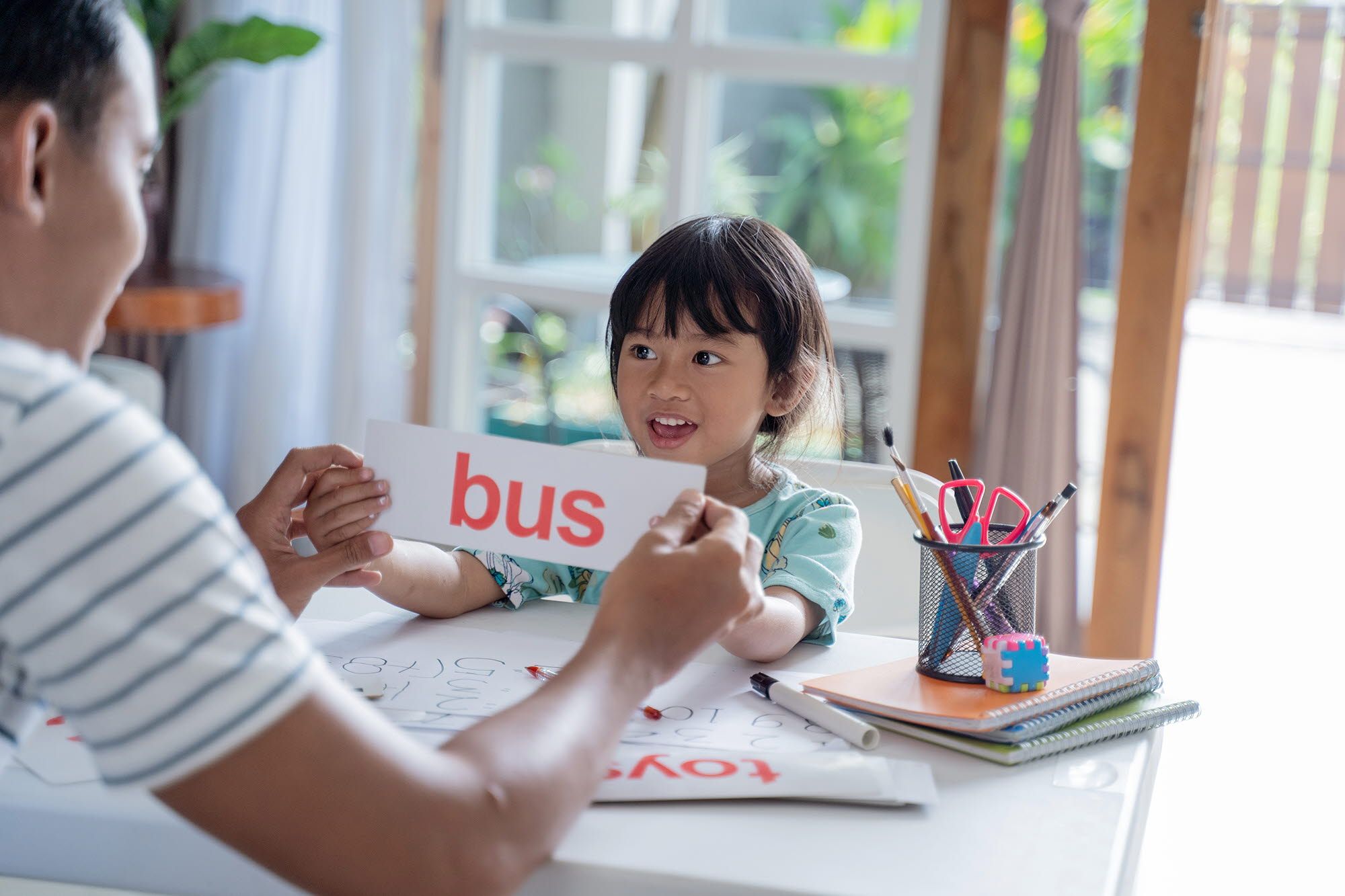 Child learning to read