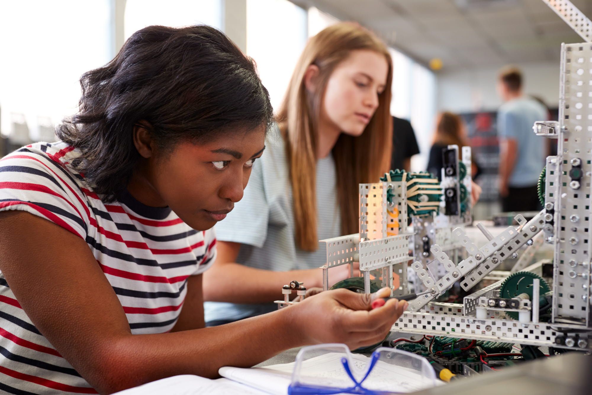 2 students working on STEM education design